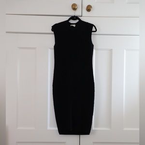 Black leopard print textured black pencil dress Ports 1961 sz M